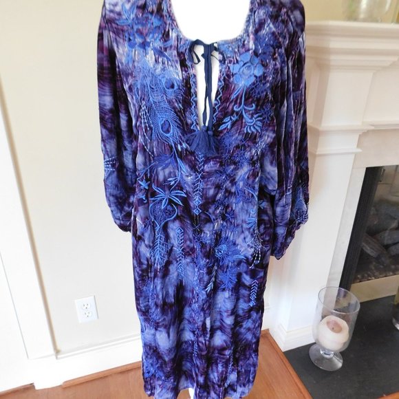 Johnny Was Dresses & Skirts - NWT JOHNNY WAS Blue Azure Velvet Dress